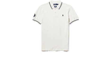 Polo Ralph Lauren Wimbledon Logo Embroidered Appliquéd Cotton Piqué Polo Shirt In White For Men