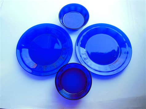 Libbey Cobalt Blue Plates And Bowls Set Of 4 Pcs Nice Offers