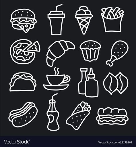 Fast Food Icons Royalty Free Vector Image Vectorstock
