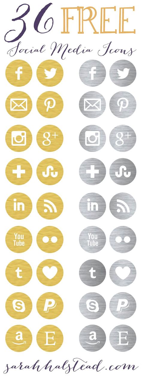 Free Social Media Icons Gold And Silver