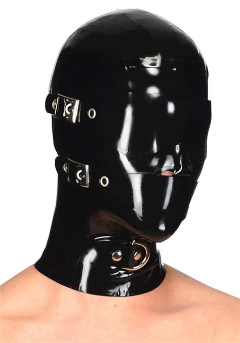 Latex Hood Rubber Full Face Blinder Detachable Cover Eye Mouth Mask