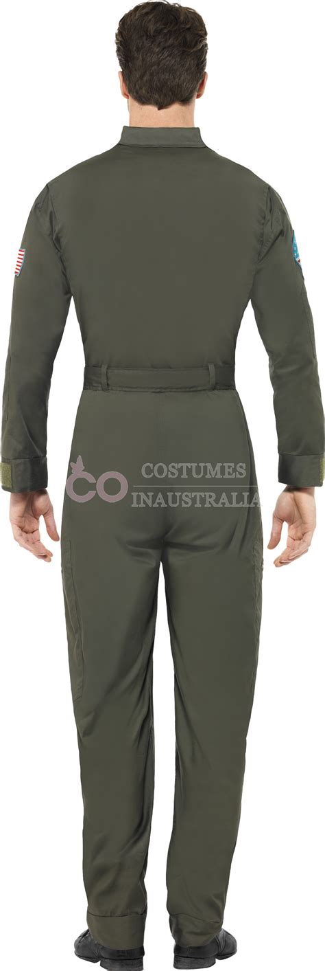 Mens Retro Men Aviator Pilot Top Gun Costume 1980s 80s Military Outfit