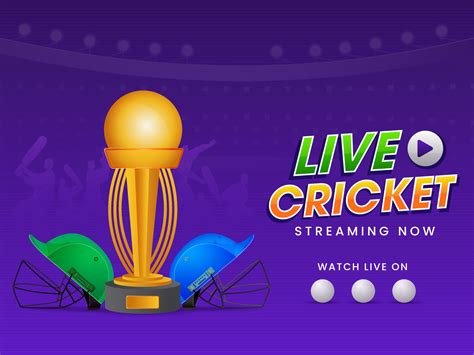 Live Cricket Streaming Now Poster Design With Golden Trophy Cup And