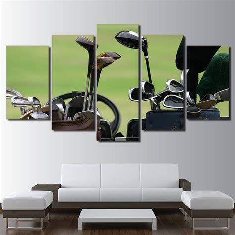 Golf Clubs Sport 5 Panel Canvas Art Wall Decor Canvas Storm