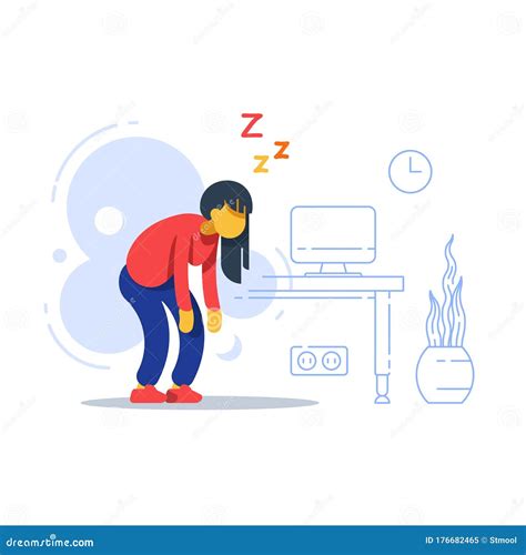 Sleepy Woman Sleep Deprived Boring Work Tired With Tasks Lack Of