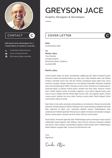 Clear And Editable Cover Letter Graphic Design Cv Template Word Format