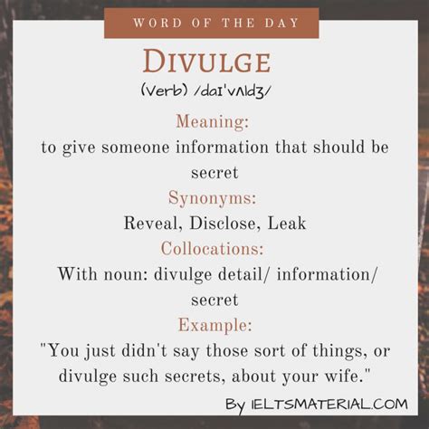 Divulge Word Of The Day For Ielts Speaking And Writing