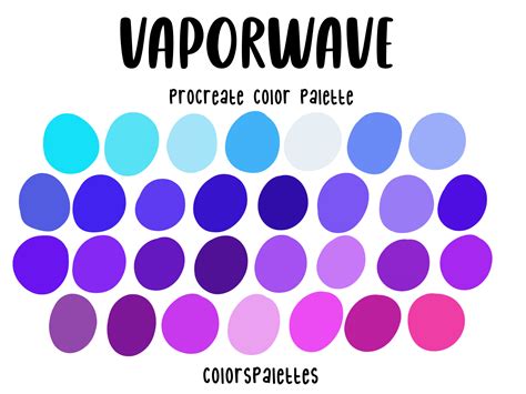 vaporwave procreate color palette colorspalettes™ etsy