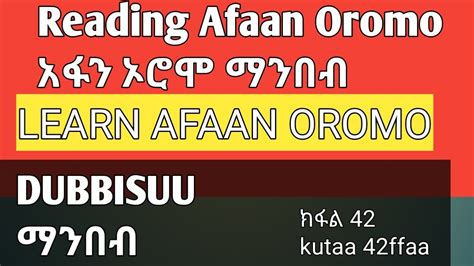 Reading Afaan Oromoo Qubee Sirnaan Dubbisuuአፋን ኦሮሞን በአማርኛ መማርlearn
