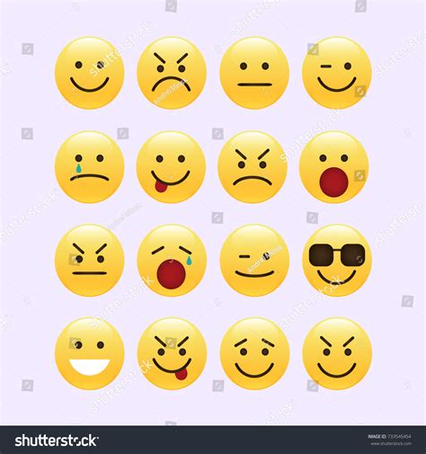 Set Smile Icons Emoji Emoticons Stock Vector Royalty Free 733545454