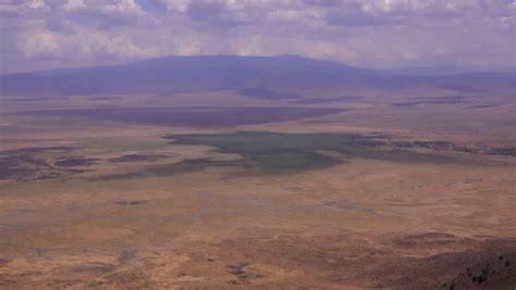 Ngorongoro Crater Landscape Aerial View Tanzania Stock
