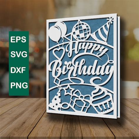 Happy Birthday Card Svg Digital Cut File Silhouette Cameo And Etsy