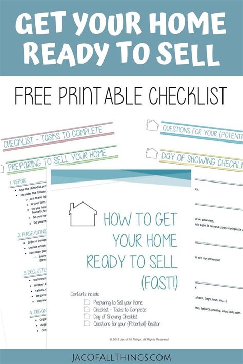 Get Your House Ready To Sell Free Printable Checklist Selling House