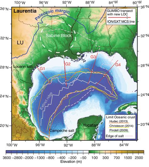 Bathymetry Of The Gulf Of Mexico Outline Of Louann And Campeche Salt