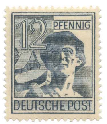 Briefmarken kaufen können sie in jeder. Deutsche Post - 12 Pfennig / Deutsche Post 1948
