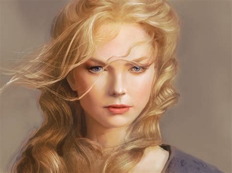 Wallpapers Painting Art Blonde Girl Face Hair Glance Girls Free