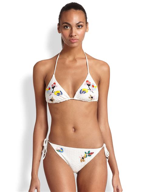 Lyst Missoni Two Piece Floral Embroidered Bikini In White