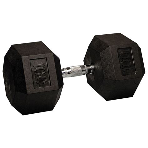 100 Lb Rubber Coated Hex Dumbbell