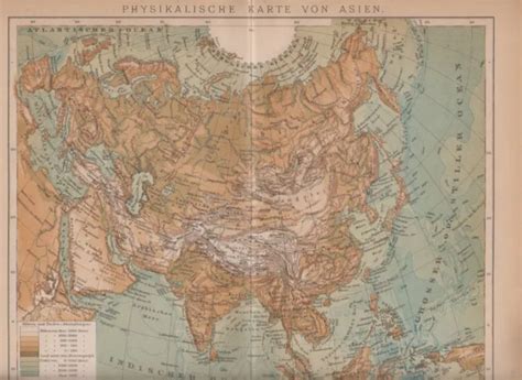 C 1890 Asia Physical Map Antique Map 1800 Picclick