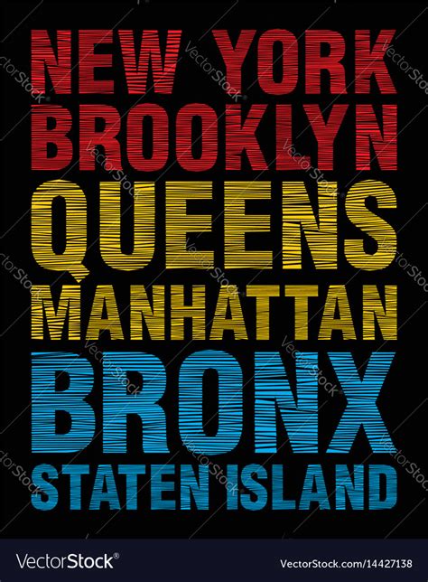 New York Brooklyn Queens Bronx Staten Island Vector Image