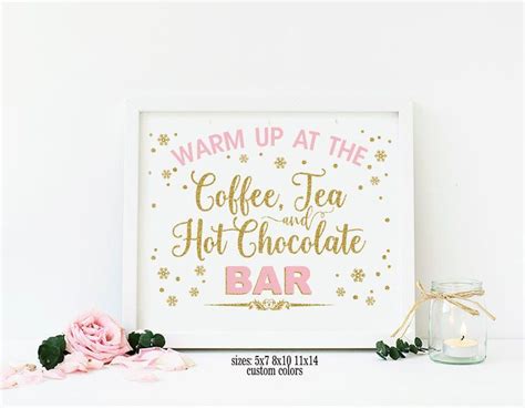 Coffee Tea And Hot Chocolate Bar Sign Printable Winter Etsy Hot