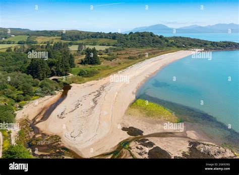 Aerial View From Drone Of Saddell Bay In Kintyre Peninsula Argyll And