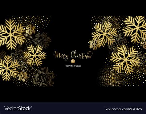 Christmas Card With Gold Snowflakes Royalty Free Vector