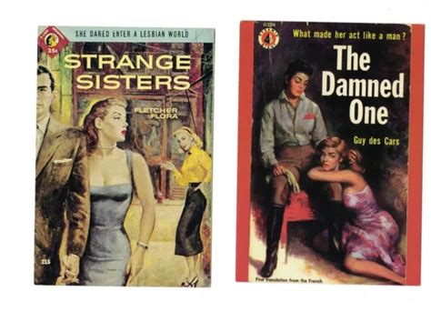 Two Unused Lesbian Vintage Sleaze Pulp Postcards Strange Sisters Damned