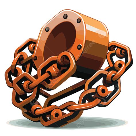 Tow Chain Vector Sticker Clipart Brown Cylinder Surrounded With Chains Cartoon Sticker