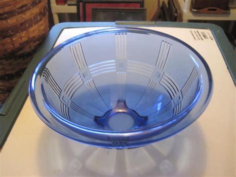 Criss Cross Hazel Atlas Depression Glass Cobalt Blue Mixing Bowl