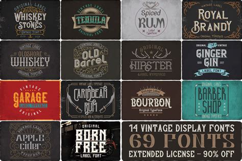 Vintage Fonts Bundle 14 Font Families With 69 Fonts For Only 12