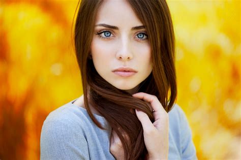 Wallpaper Face Women Outdoors Model Long Hair Blue Eyes Brunette