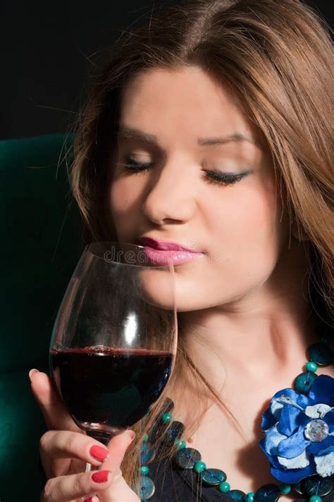 Young Woman Drinking Wine Stock Image Image Of Person 19142685