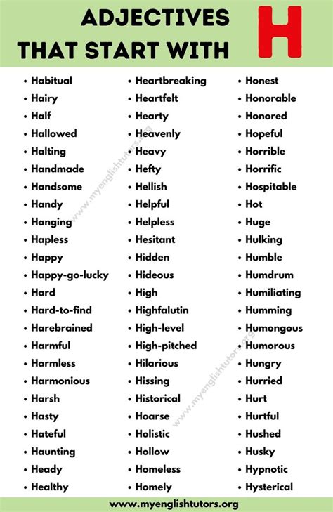 Adjectives That Start With H Top 70 Interesting Adjectives Starting