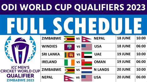 Icc Odi World Cup Qualifier Schedule Icc Mens Cricket World Cup