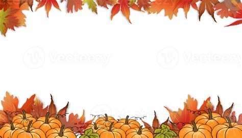 Autumn Background With Pumpkin And Maples Leaves Border Fall Template