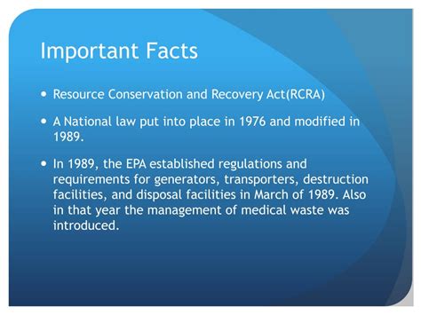 Ppt The Resource Conservation And Recovery Act Rcra Of And