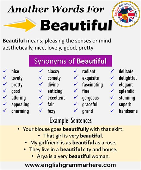 Different Words For Beautiful Another Word For Beautiful Words