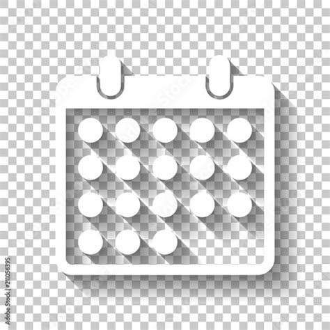 Simple Calendar Icon White Icon With Shadow On Transparent Back Vector
