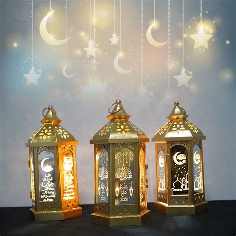Eid Mubarak Ramadan Led Night Light Lantern Lamp Islam Hanging