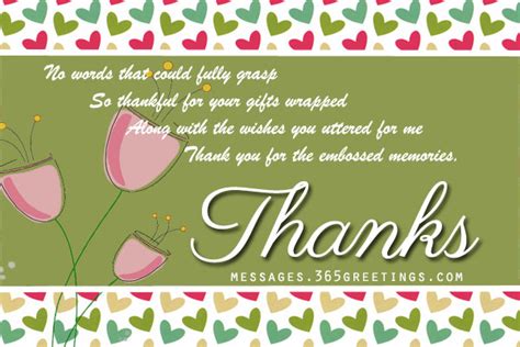 If you are planning on expressing your appreciation through a custom thank you card, there are certain things that you should be sure to include when thanking someone for either a gift or for their good wishes. Happy Birthday Thank You Quotes. QuotesGram