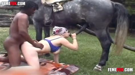 Slutty Mom Gives Xxx Blowjob To Horse During Outdoor Interracial Sex
