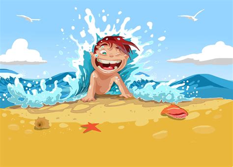 Free Vector Cartoon Children Summer Beach Vector Graphic Available For