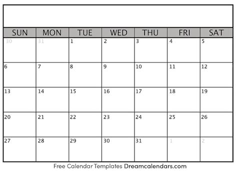Free Empty Calendar Template Fuad Begoblog