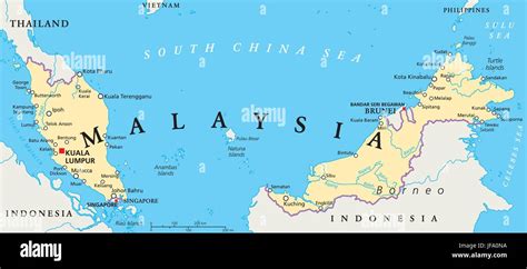 Politische Karte Von Malaysia Stock Vektorgrafik Alamy