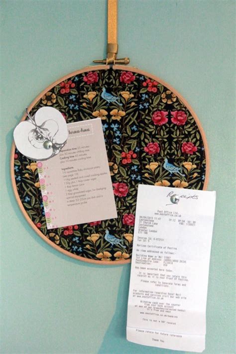 Embroidery Hoop Fabric And Cork Notice Board Memo Board Etsy