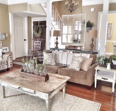 This country living room is crammed with wooden features; 42 Cozy Country Farmhouse Living Room Decor Ideas ...