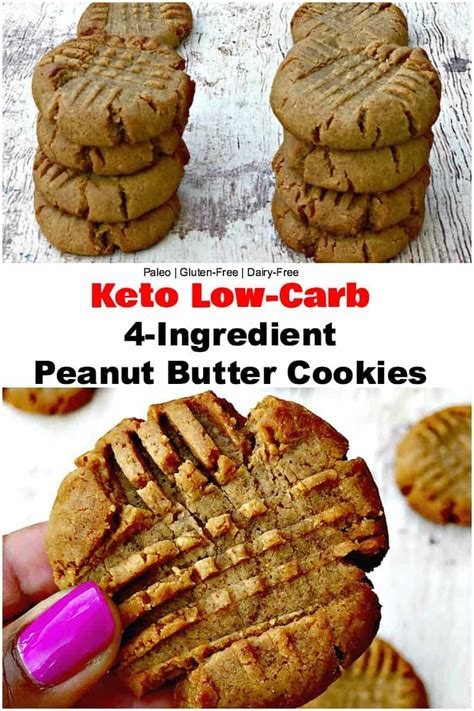 What sweets can i eat on keto? Keto Low-Carb 4 Ingredient Peanut Butter Cookies is a quick and easy, dairy-free, paleo, and g ...