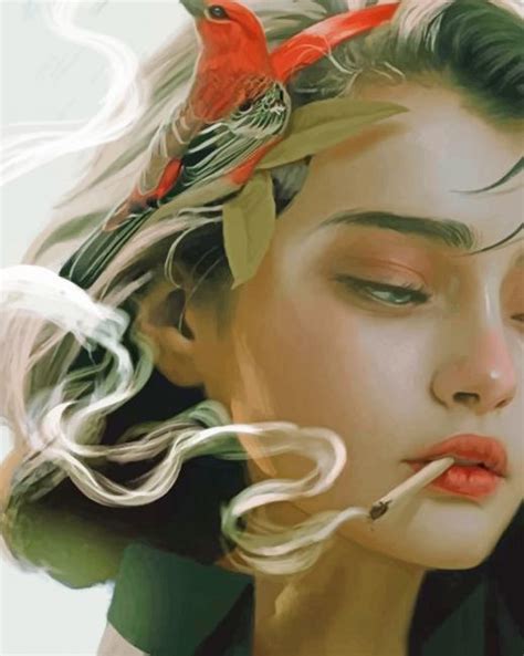 Cute Girl Smoking Paint By Numbers Num Paint Kit