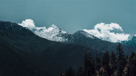 Download Wallpaper 3840x2160 Mountains Peaks Clouds Trees Landscape